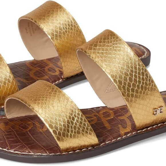 Women's Flat Sandal Gold Size 8 Slip On Thermoplastic Polyurethane - Picture 1 of 7